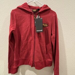 Harley-Davidson Red Zip Hoodie with Gold Patch